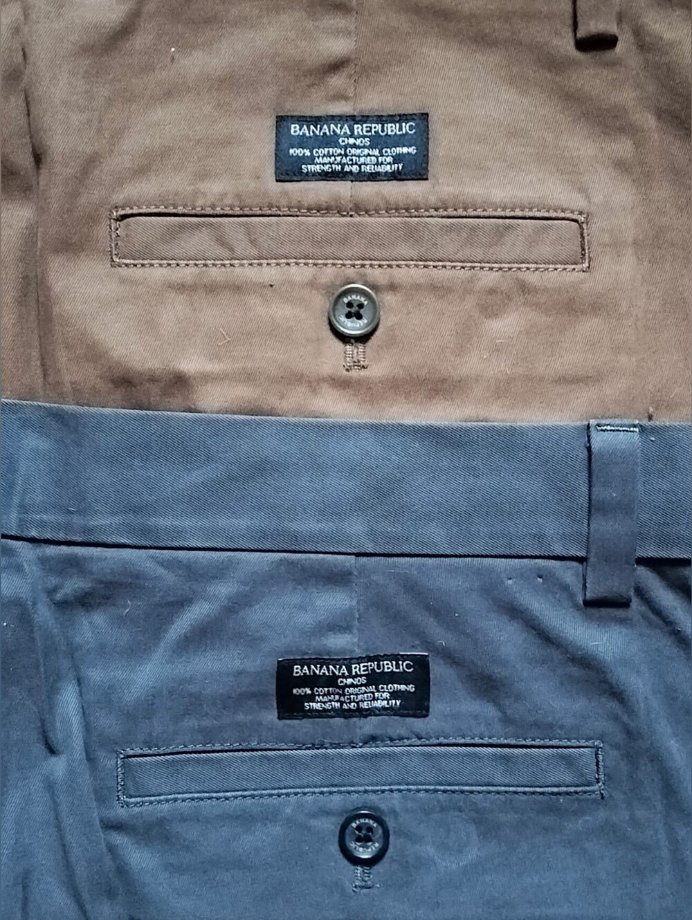 Lot of 2 Banana Republic Fulton Chinos Camel Tan & Charcoal Gray 34 32